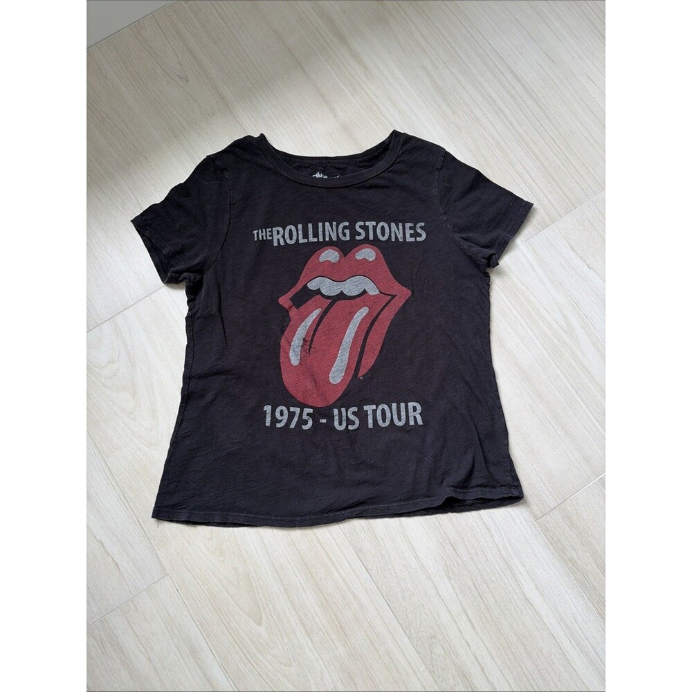 The Rolling Stones 1975 US Tour Graphic Burn Out T-Shirt Rock Band Tee XL